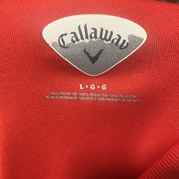 Callaway Men's Large Golf Polo Red Short Sleeve Shirt 100% Polyester Logo - Picture 4 of 5